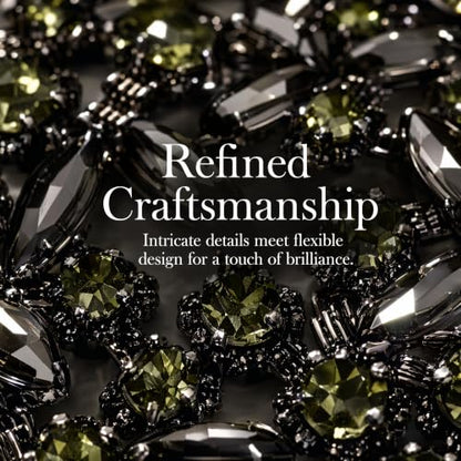 3FT Heavy Duty Crystal Rhinestone Trim Chain with Yarn Scissors, Sew-On Bling Appliqué for Wedding Bridal Dress, DIY Jewelry & Clothing Accessories (Gunmetal) - color: Gunmetal