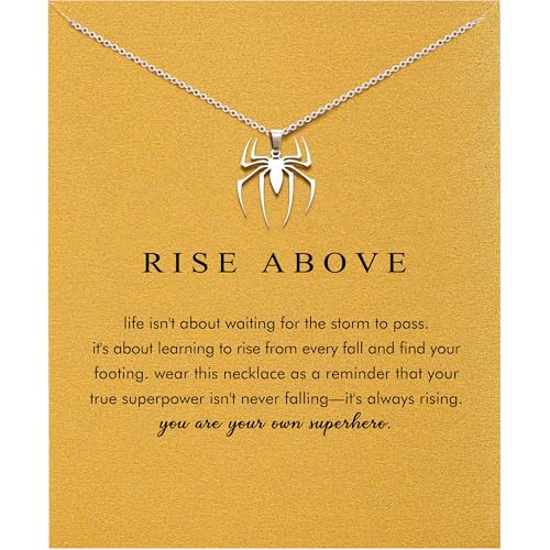 Baydurcan Dainty Silver Necklace for Women Ankh Horse Celtic Necklace Gifts | Dainty charm gifts for friends sister mother, birthday, christmas, graduation gifts. Ready to give with card & envelope. - style: Spider