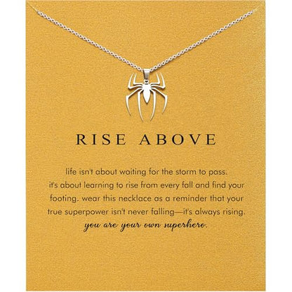 Baydurcan Dainty Silver Necklace for Women Ankh Horse Celtic Necklace Gifts | Dainty charm gifts for friends sister mother, birthday, christmas, graduation gifts. Ready to give with card & envelope. - style: Spider