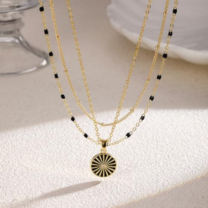 Layered Gold Necklaces for Women, Dainty 14K Gold Plated Cute Pearl Pendant Necklace Jewelry Set Stackable Toggle Chain Choker Collar, Trendy Waterproof Non Tarnish Jewelry Gift - style: Necklace 03-GD