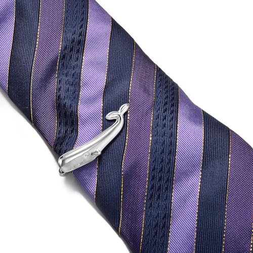 Yoursfs Novelty Marine Animals Tie Clip for Men Shark Whale Unique Cool Personalized Business Tie Bar Pin Jewelry for Valentine's Day Gifts - style: Silver Whal