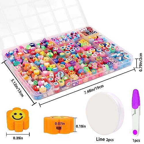JOICEE 480PCS Fruit Flower Polymer Clay Beads Bracelet Charms Beads