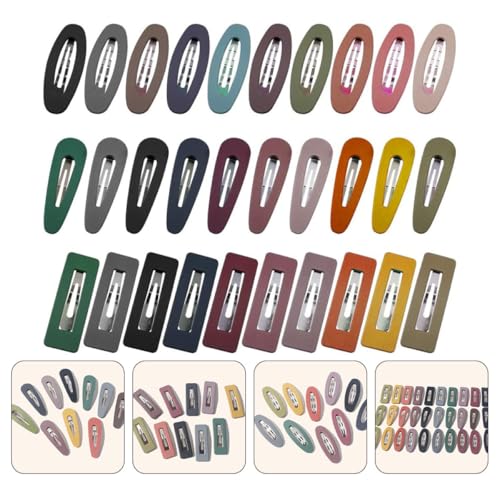 30pcs Mixed Color Hollow Matte Bangs Barrettes Hair Clip Set with Oval, Teardrop, and Square Designs for Women Everyday Hair Styling Random Color