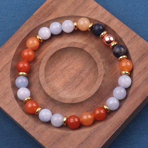 KSQS Healing Stone Bead Bracelet for Women, Natural Gemstones Balance Protection Bracelet, Spiritual Crystal Beads Bracelet Anxiety Relief with Meaning Card - color: Breathe