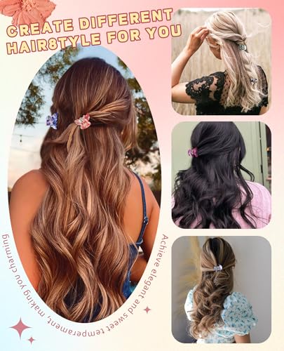 Molans 12 Pcs Small Hair Clips Mini Claw Jaw Clips Women Girls Thin Hair | Tiny Short Acrylic Cute Clips Non Slip Little Hair Accessories Clamps for Half Updo Styling Fine Hair Bangs Kids Toddlers - color: Flower#1