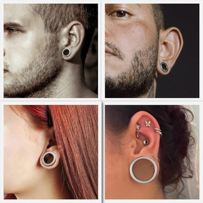 LADEMAYH Comfy Dead Stretching Ear Tapers Stretching Kit, Small Gaps Packed, 0.5mm Increments, Surgical Stainless Steel 316L, Flat Top Ear Plugs, Pain-Free Body Piercing Jewelry for Women & Mens - color: Silver, size: 12.5-14mm