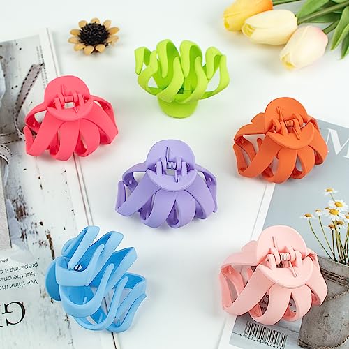 2.8 Medium Matte Hair Claw Clips for Thin Hair, 90' Strong Hold Non-slip Neutral Octopus Jumbo Hair Accessories for Women and Girls (Shiny) | Non-Slip Strong Hold Hair Clips for Thin to Medium Thick Hair, Durable Medium Octopus Claw Clips, Bright Pastels