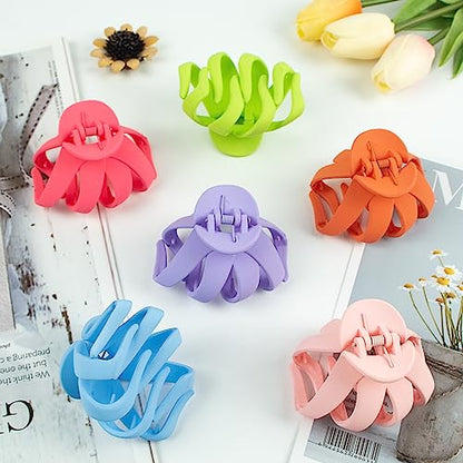 2.8 Medium Matte Hair Claw Clips for Thin Hair, 90' Strong Hold Non-slip Neutral Octopus Jumbo Hair Accessories for Women and Girls (Shiny) | Non-Slip Strong Hold Hair Clips for Thin to Medium Thick Hair, Durable Medium Octopus Claw Clips, Bright Pastels