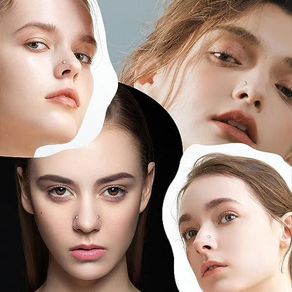 14k Gold Plated 316L Surgical Steel 22g/20g/18g Nose Rings Studs L-Shape Bone Screw Nostril Piercing 1.5mm 2mm 2.5mm 3mm 3.5mm 4.5mm CZ Nose Studs for Women - color: 20g 5pcs Bone Gold 316L Surgical Steel