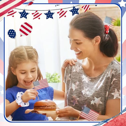 80 Pcs Red White Blue Patriotic Satin Hair Scrunchies for Women 4th of July Silk Hair Ties 250th Anniversary Elastic Bands Ropes Ponytail Holder Independence Day Party - style: Patriotic