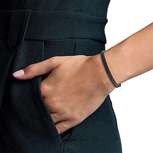 Geoffrey Beene Men’s Stainless Steel Double Franco Chain Bracelet with Extension - color: Black, size: 8.5"