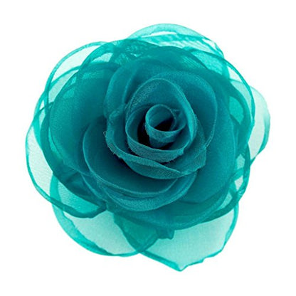 Lovely Rose Flower Hair Clips and Brooches for Women | Floral Pins and Accessories with Green Brooch - color: Green