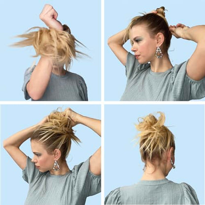 CAISHA Small Scrunchy Updo Hairpiece Ponytail Extensions Hair Tie Platinum Blonde G16C - color: platinum blonde #613 G16C