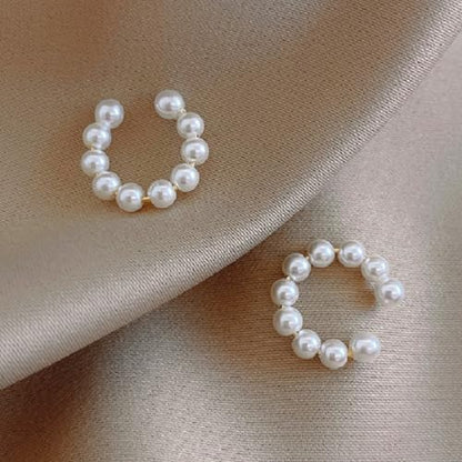 Pearl Earrings for Women Clip On Earrings Women Non Pierced Dainty Pearl Ear Cuffs Elegant Wrap Around Clip Trendy Jewelry Gifts