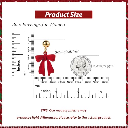 Bow Earrings Red Earrings for Women Dangle Cute Earrings Red Stuff Jewelry Outfits Accessories Gifts for Girls - color: A1:red bow earrings