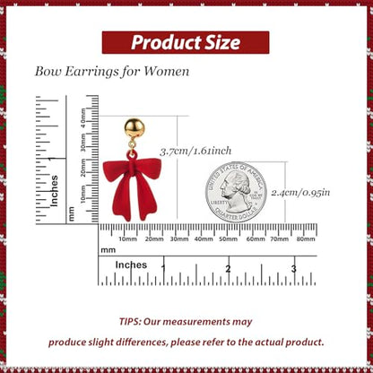 Bow Earrings Red Earrings for Women Dangle Cute Earrings Red Stuff Jewelry Outfits Accessories Gifts for Girls - color: A1:red bow earrings