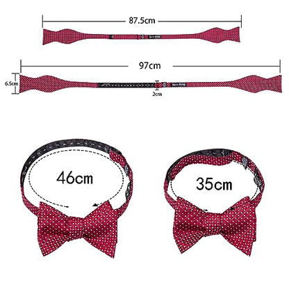 YOHOWA Bow Ties for Men Self-tied Silk Bowtie Solid Color with Lapel Pin and Handkerchief Cufflinks for Wedding Party Prom - color: A Both Burgundy