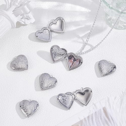 PH PandaHall 12pcs Heart Locket Charms, 316 Stainless Steel Photo Frame Charms Emboss Memory Pendant for Necklace Wedding Bouquet Pet Mother's Day Gift Decoration - style: Wave