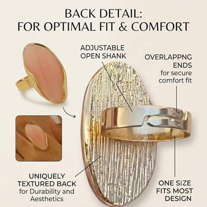 Colorful Chunky Statement Ring for Women Large Oval Acrylic Ring Boho Geometric Finger Ring Summer Beach Jewelry Gifts - color: Pink