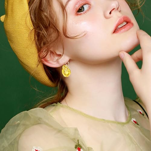14K Gold Teardrop Crystal Leverback Earrings Sparkly Rhinestone Water Droplet Dangle Drop Earrings For Women - color: Yellow