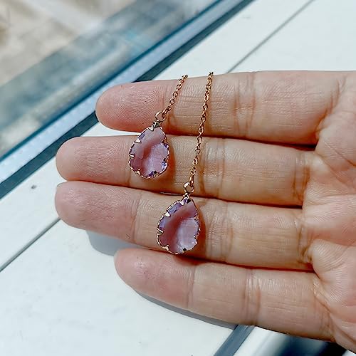 WANGGAO Stainless Steel Water Drop Long Chain Earrings for Women Linear Crystal Threader Earrings Jewelry - color: Purple
