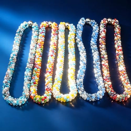 Hand Knotted Beads Statement Necklace Bracelet Jewelry Set Artificial Crystal Choker for Women- Handmade Beaded Strand Sparkly Faceted Crystal Rondelle-17inches, 30 Colors - color: BLue&Gray