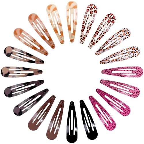 50Pcs 2Inch Hair Snap Clips Leopard Print Cute Hair Pins for Women Girls | Leopard Solid Mix Color Snap Clips 10 Colors 5cm Metal Hair Barrettes Durable Material Clips - color: Leopard