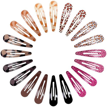 50Pcs 2Inch Hair Snap Clips Leopard Print Cute Hair Pins for Women Girls | Leopard Solid Mix Color Snap Clips 10 Colors 5cm Metal Hair Barrettes Durable Material Clips - color: Leopard
