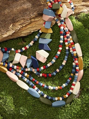 MINACHI Vintage Retro Wooden Beaded Multi Layered Long Necklace, Irregular Unique Shape Beads, Monochrome Style Women's Jewelry, Holiday Accessories - style: Necklace SL13-043