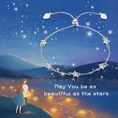 925 Sterling Silver Bohemia Hawaiian Beach Mermaid Floral Bracelet Birthday Graduation Gifts for Women with Gifts Box - style: 24-Star