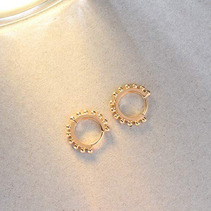 LOYATA Gold Huggie Hoop Earrings 14K Gold Plated Dainty Small Simple Hypoallergenic Jewelry Gift for Women - style: 13 Beads