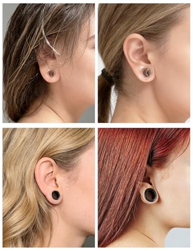 Ears Gauges Tunnels Plugs for Women Acrylic Solid Tunnel Ear Gauge Stretching Kit 6G to 1 1/4 Inch (4MM- 30MM) Expander Stretcher Plug Earrings Piercing Jewelry for Women Black White Clear - style: almost 1/2 inch, Black White Clear