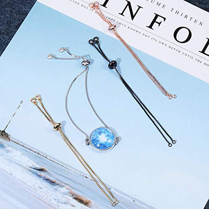 SUNNYCLUE 1 Box 8Pcs 4 Colors Brass Slider Chain 9" Adjustable Slider Chain Bracelet Round Box Chain Slider Extender Chains with Rhinestone Ball Ends for Women, Long-Lasting Plated & - color: 4 Colors Box Chain, Rhinestone Ends