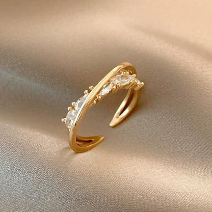 1 Piece Gold Colombian Crystal Adjustable Open Ring, Boho Style for Parties, Weddings, Casual Wear & Gift for Women