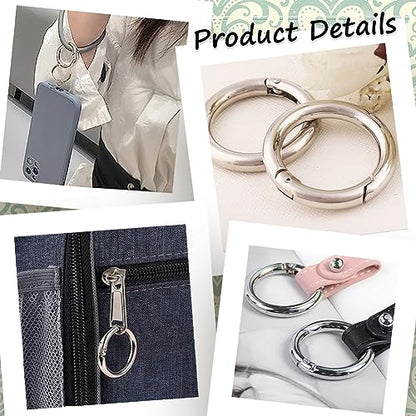SUNNYCLUE 1 Box 32Pcs 4 Sizes Large Key Rings Key Ring Clips Trigger Round Snap Buckle Spring Keyring Buckle Round Carabiner Spring Keychain Key Ring Clips for Making Keyrings Bags Purse DIY - color: 1 Box 32Pcs Alloy O Rings 4 Sizes