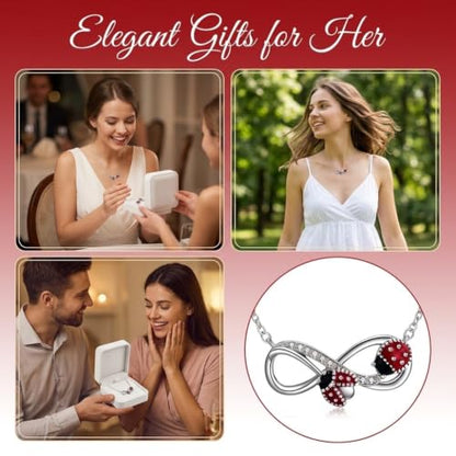 POPLYKE Cross Necklace for Women 925 Sterling Silver Cross Pendant Necklace Animal Jewelry Christmas Gifts for Women Mother Grandma - style: infinity ladybug