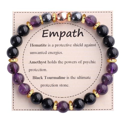 KSQS Healing Stone Bead Bracelet for Women, Natural Gemstones Balance Protection Bracelet, Spiritual Crystal Beads Bracelet Anxiety Relief with Meaning Card - color: Empath