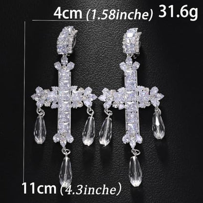 Silver Earrings for Women - Sparkly Crystal Clip On Earrings Statement Rhinestone Wedding Earring for Non Pierced Trendy Formal Prom Jewelry Gift - color: Silver 4