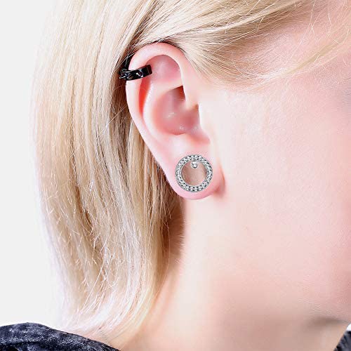 WBRWP 2pcs Hollow Gold Stainless Steel with Zircon Ear Plugs Tunnels - Ear Expander - Ear Gauges Stretcher Body Piercing Jewelry 8g-5/8 - color: 1pair with big zicron in silver color