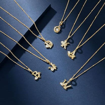 TIZU Initial Necklaces for Women - Dainty 14K Gold Plated Letter Pendant Trendy Personalized Initial A-Z Necklaces Jewelry Gift - color: Gold-J