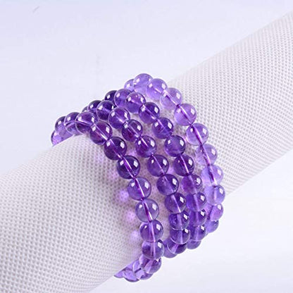 Angelstones Gemstones 8mm Round Beads Healing Crystal Bracelet for women | Natural Gemstone, Handmade Gifts for Women, Healing Crystal Round Beaded Stretch Bracelets, Unisex Jewelry for Women and Men - color: Dream Light Amethyst