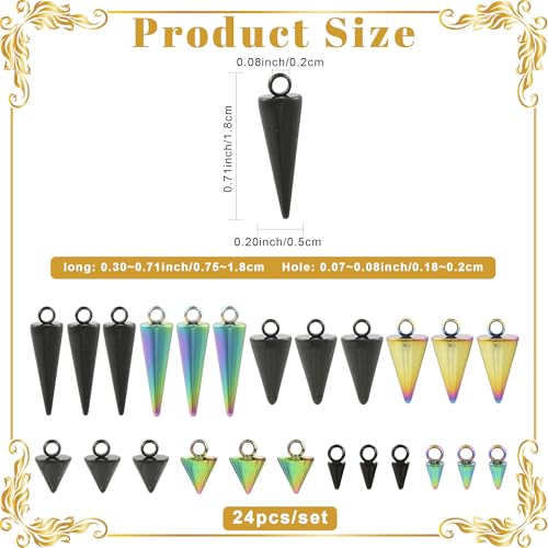 8-64Pcs Silver Goldern Color Heart Pendants Charms 10 Styles Heart Stainless Steel Metal Charms for Jewelry Making Crafting Necklaces Bracelets Earrings Keychains Birthday Gift - color: ConeB-24 pcs