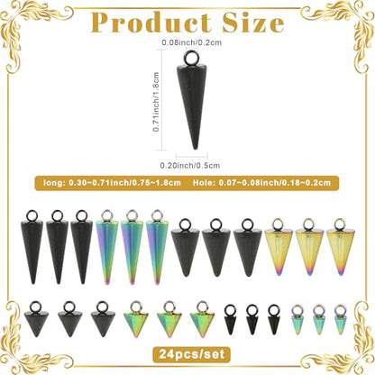 8-64Pcs Silver Goldern Color Heart Pendants Charms 10 Styles Heart Stainless Steel Metal Charms for Jewelry Making Crafting Necklaces Bracelets Earrings Keychains Birthday Gift - color: ConeB-24 pcs