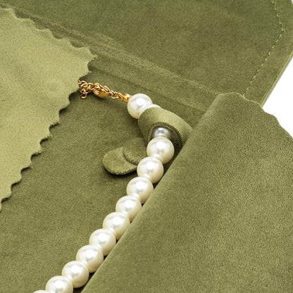 Velvet Necklace Jewelry Travel Folder Storage Display Case (Olive Green) - color: Olive Green