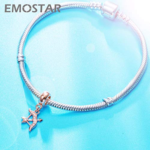EMOSTAR Zodiac Sign Charms fits European Charm Bracelet – Rose Gold 925 Sterling Silver Necklace Pendant, 12 Horoscope Constellation Dangle CZ Birthstone Beads, Gifts for Women/Men/Birthday - color: Sagittarius (11.22 – 12.21)