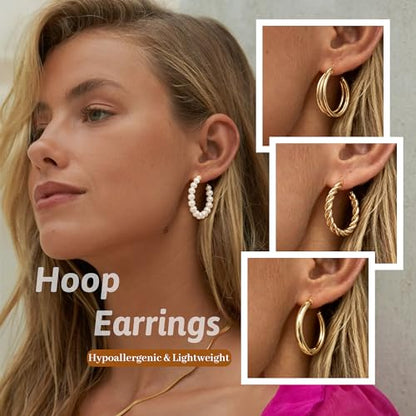 83 Pcs Gold Jewelry Set for Women Fashion Multi Layered Necklaces Stackable Bangle Bracelets Knuckle Rings Hoop Earrings Gold Plated Jewelry Accessories