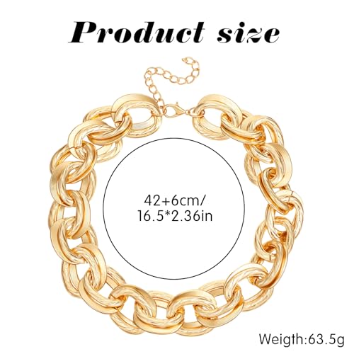 Chunky Gold Necklace, Statement Cuban Link Chain Necklaces, Punk Short Thick Gold Chain Necklace Fashion Jewelry for Women