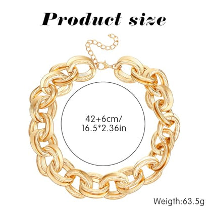Chunky Gold Necklace, Statement Cuban Link Chain Necklaces, Punk Short Thick Gold Chain Necklace Fashion Jewelry for Women
