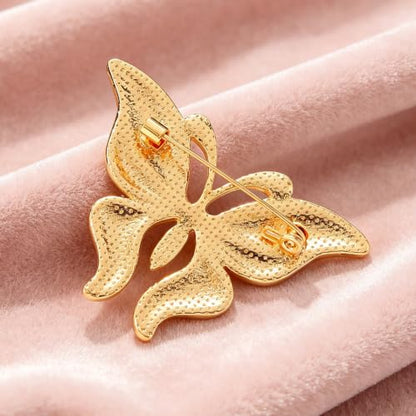 Gold Butterfly Rhinestone Brooch Pin for Women Exquisite Golden Brooch Pin Elegant Dress Broochs Pins Suit Shirt Broochs Pins Butterfly Jewelry Accessories Gift - color: Gold 3