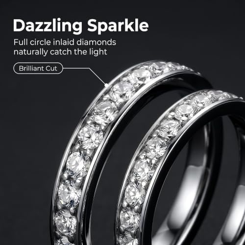 2-Pack 14K Gold Plated Stackable Rings for Oura Ring Gen 4 & Gen 3, Cubic Zirconia Simulated Diamond Stack Rings for Women - color: Silver
